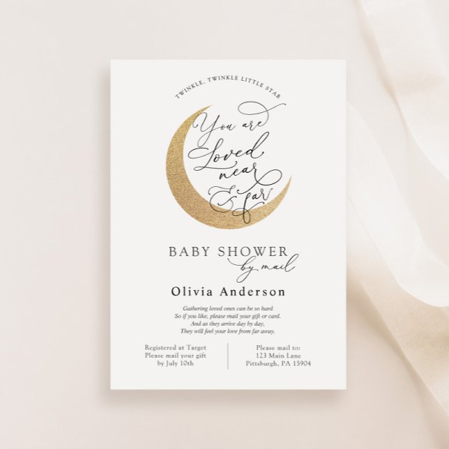 Convite Chá de fraldas por Mail Twinkle Star e Lua (Criador carregado)