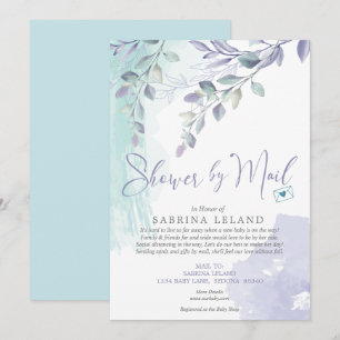 Convite Chá de fraldas por Mail Watercolor Lilac e Teal