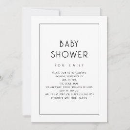 Convite Chá de fraldas preto e branco de borda simples