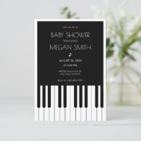 Chá de fraldas preto e branco de piano de música