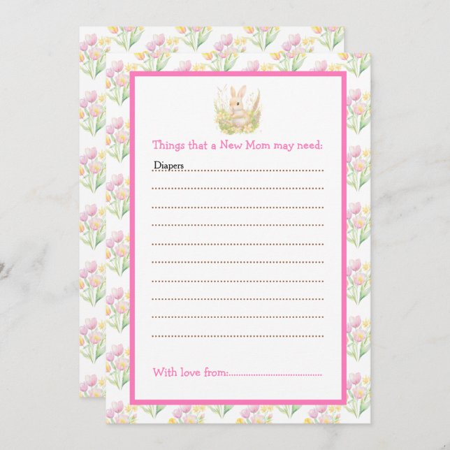 Convite Chá de fraldas primavera (Frente/Verso)