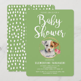 Convite Chá de fraldas Primavera de Cachorro Puppy
