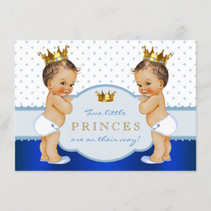 Convite Chá de fraldas Prince Twin Boy