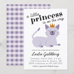 Convite Chá de fraldas Princesa Gato Roxo