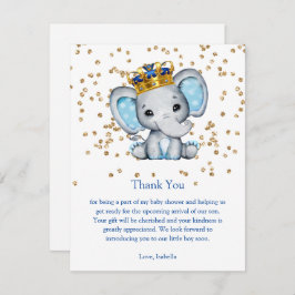 Convite Chá de fraldas Príncipe Real Dourado Elefante