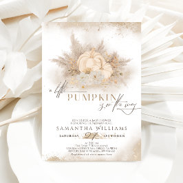 Convite Chá de fraldas Pumpkin Boho Pampas de Queda de Águ