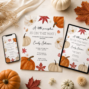 Convite Chá de fraldas Pumpkin de queda personalizado