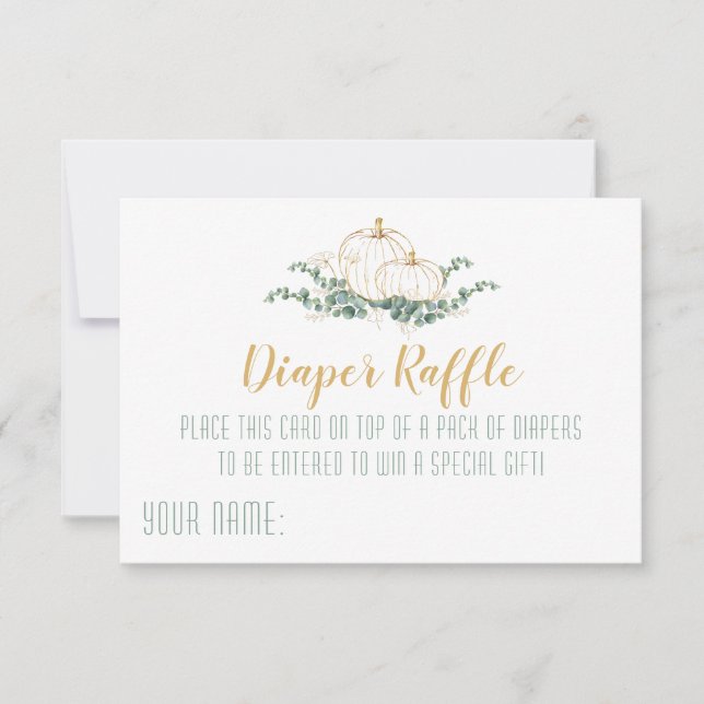 Convite Chá de fraldas Pumpkin Dourado - Placa Raffle Fral (Frente)