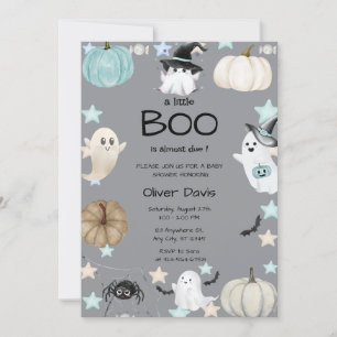 Convite chá de fraldas Pumpkin fofo e Fantasma