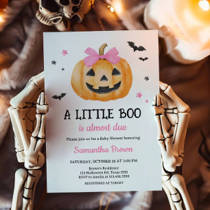 Convite Chá de fraldas Pumpkin Rosa Pequeno Boo Spooky