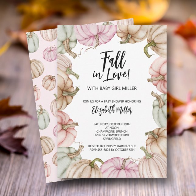 Convite Chá de fraldas Pumpkins Rosa (Criador carregado)