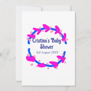 Convite Chá de fraldas púrpura azul, wreath boho add nam