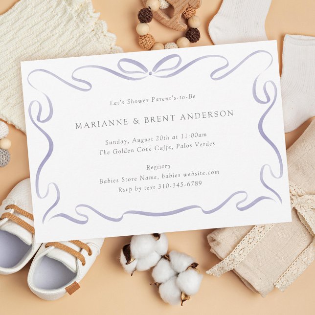 Convite Chá de fraldas Púrpura da Faixa Clássica (Criador carregado)