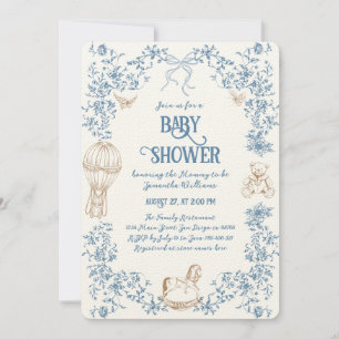 Convite Chá de fraldas Quimoral Branco Dusty Blue