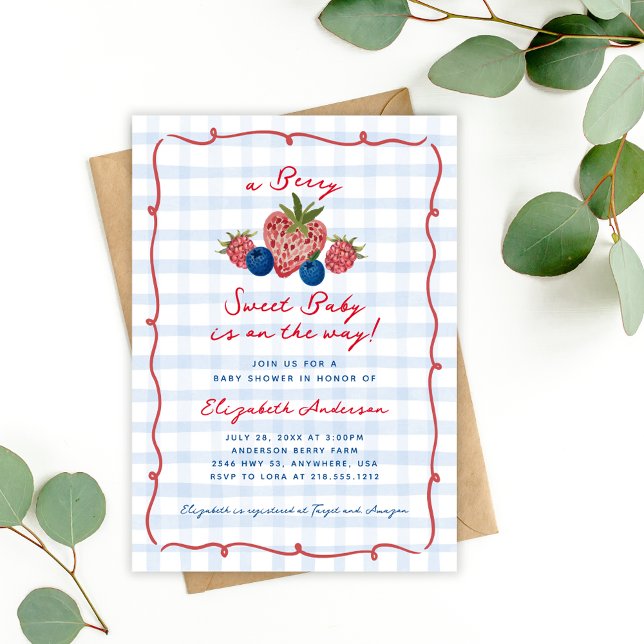 Convite Chá de fraldas Quirky Hand Drawn Berry Sweet (Quirky Hand Drawn Berry Sweet Baby Shower Invitation)