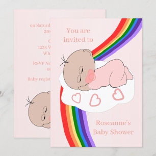 Convite Chá de fraldas Rainbow Baby Girl