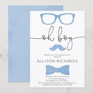 Convite Chá de fraldas rapaz, um homenzinho está a camin