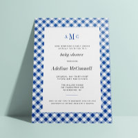 Chá de fraldas Real Azul Gingham Tradicional