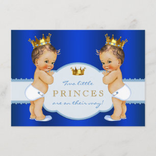 Convite Chá de fraldas Real Blue Prince Twin Boy