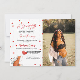 Convite Chá de fraldas Red & Pink Heart Valentine