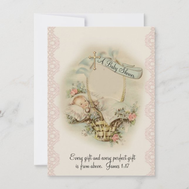 Convite Chá de fraldas religioso católico (Frente)