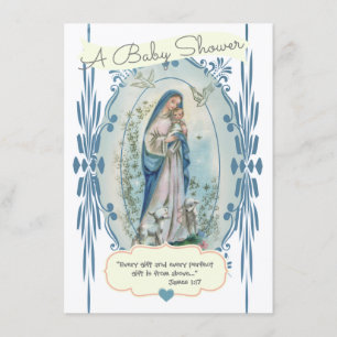 Convite Chá de fraldas Religioso Católico Nova Mãe Vintage