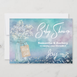 Convite *~* Chá de fraldas respiratório Rustic Mason Jar B