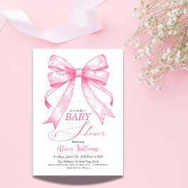 Convite Chá de fraldas Retro Arco Rosa Coquette