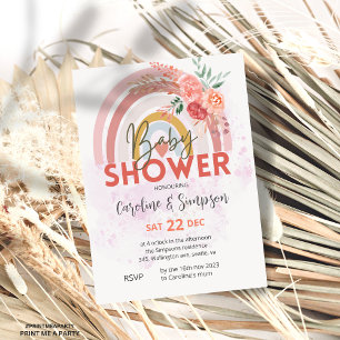 Convite Chá de fraldas retrô Boho Bohemian Grass