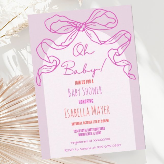 Convite Chá de fraldas Retro-Rosa Mão-Rosa Branco Desenhad (Criador carregado)