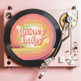 Convite chá de fraldas Retro-Vinil