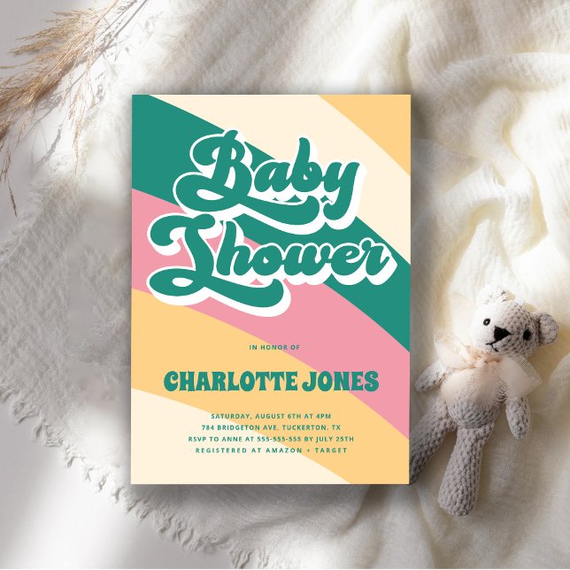 Convite Chá de fraldas Retroativo do Disco Groovy (Criador carregado)