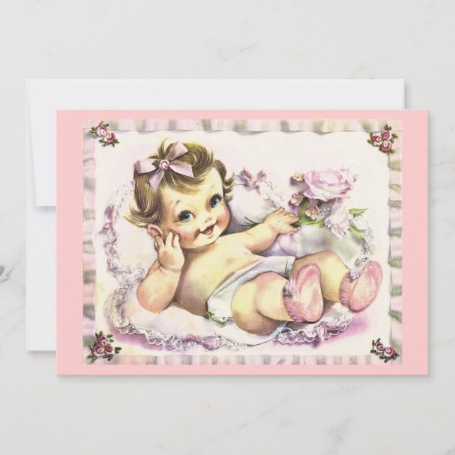 Convite Chá de fraldas Retroativo dos anos 50 (Frente)