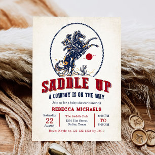 Convite Chá de fraldas Rodeo Vintage Red Cowboy