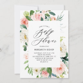 Convite Chá de fraldas Romântico de Pêssegos de Aquarela