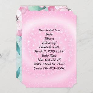 Convite Chá de fraldas rosa