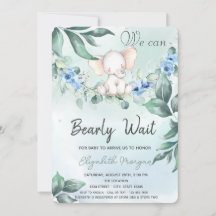 Chá de fraldas Rosa Azul Elefante de Aquarela