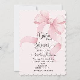 Convite Chá de fraldas rosa Blush e Arco Coquette