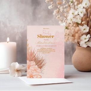 Convite Chá de fraldas Rosa Boho Pampas Grass Girl