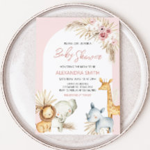 Chá de fraldas Rosa Boho Safari Animal