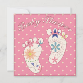 Convite Chá de fraldas rosa com pés
