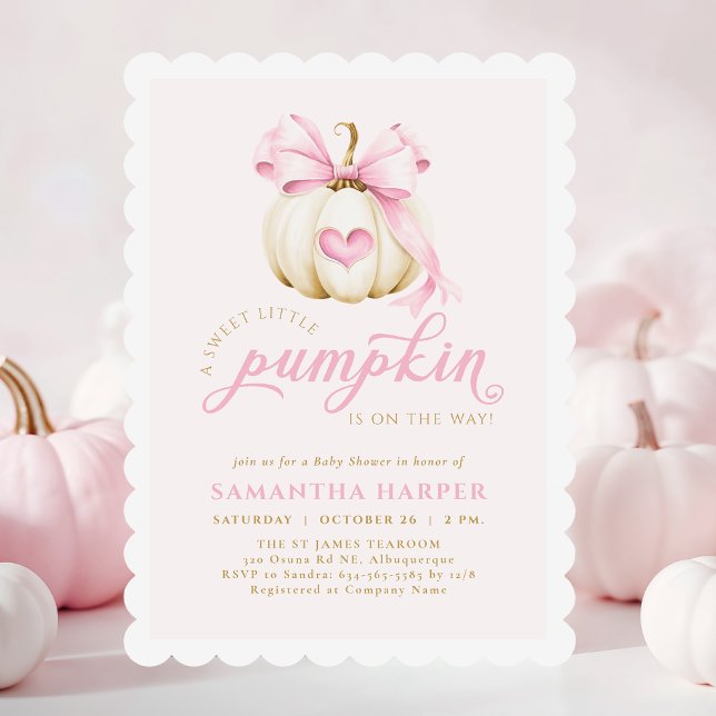 Convite Chá de fraldas Rosa Coquette Pumpkin (Criador carregado)