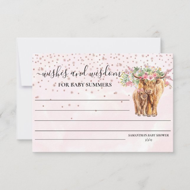 Convite Chá de fraldas rosa das vacas altas deseja sabedor (Frente)