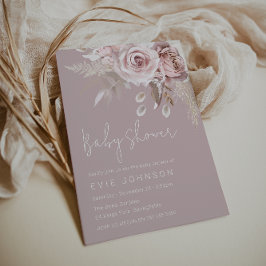 Convite Chá de fraldas Rosa de Modern Boho Dusty