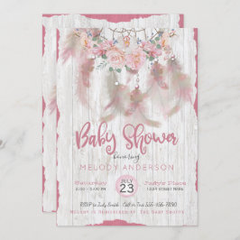 Convite CHÁ DE FRALDAS Rosa de Sonho Floral Tribal BOHO