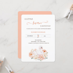 Convite Chá de fraldas Rosa de Swan para Bebês Adorável