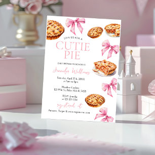 Convite Chá de fraldas rosa doce com Arco coquette