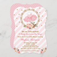 Chá de fraldas Rosa Dourado Tutu Convide Balé Ball