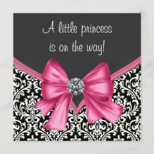 Convite Chá de fraldas rosa e preto para o legado