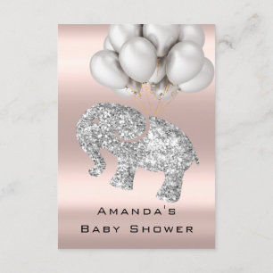 Convite Chá de fraldas Rosa Elefante Garota Silver
